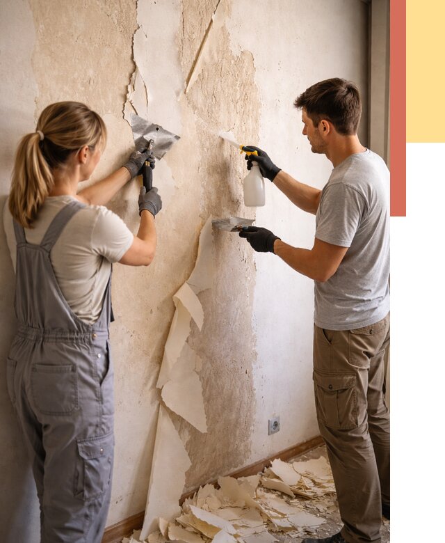 Снятие старых обоев в Острогожске от 5476 руб. под ключ недорого | ОТДЕЛОЧНИК-Стг