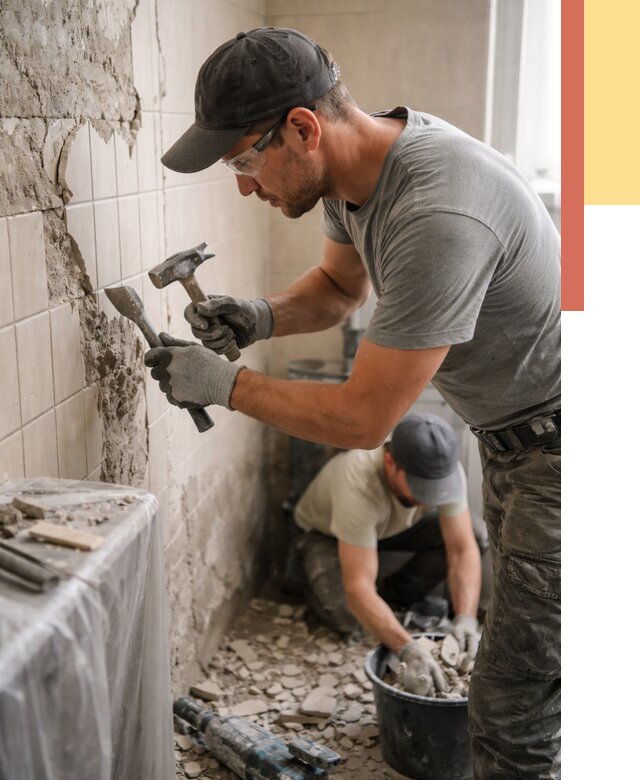 Демонтаж плитки со стен в Острогожске от 887 руб. — быстро и недорого | ОТДЕЛОЧНИК-Стг