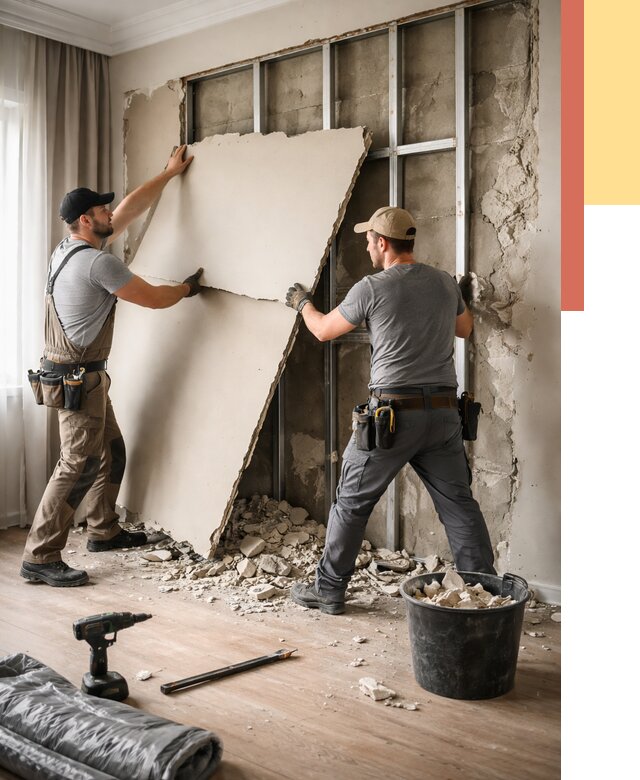 Демонтаж гипсокартона со стен в Острогожске от 365 руб. — услуги демонтажа | ОТДЕЛОЧНИК-Стг