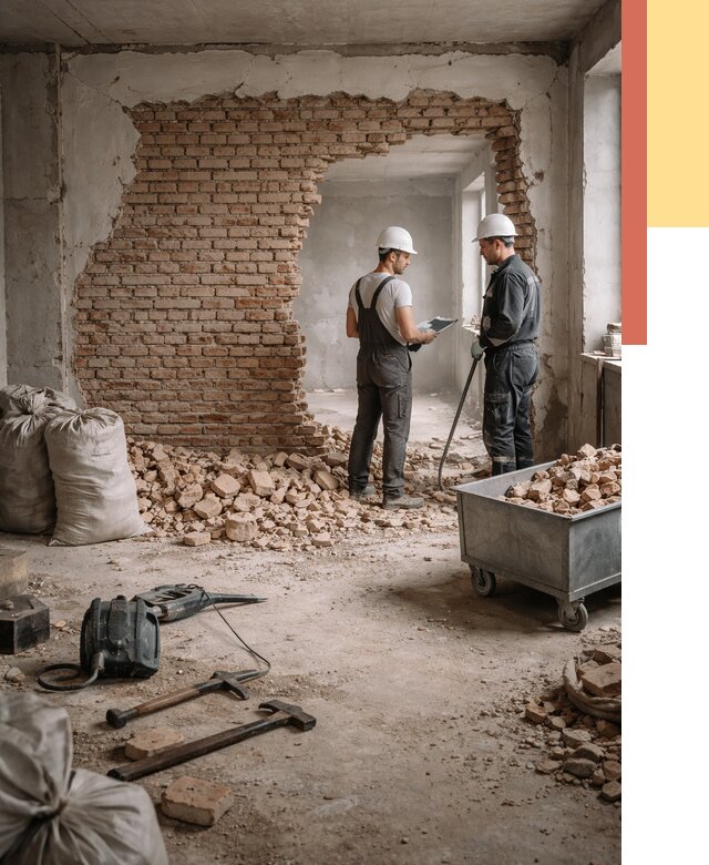 Демонтаж кирпичных стен в Острогожске от 4381 руб. — быстро, недорого, под ключ | ОТДЕЛОЧНИК-Стг