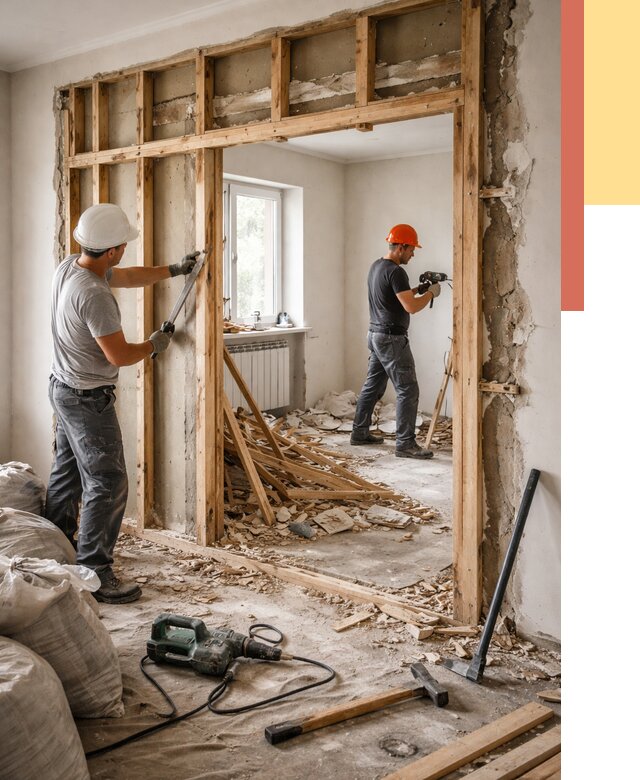 Демонтаж деревянных перегородок в Острогожске от 3338 руб. — быстро и недорого | ОТДЕЛОЧНИК-Стг