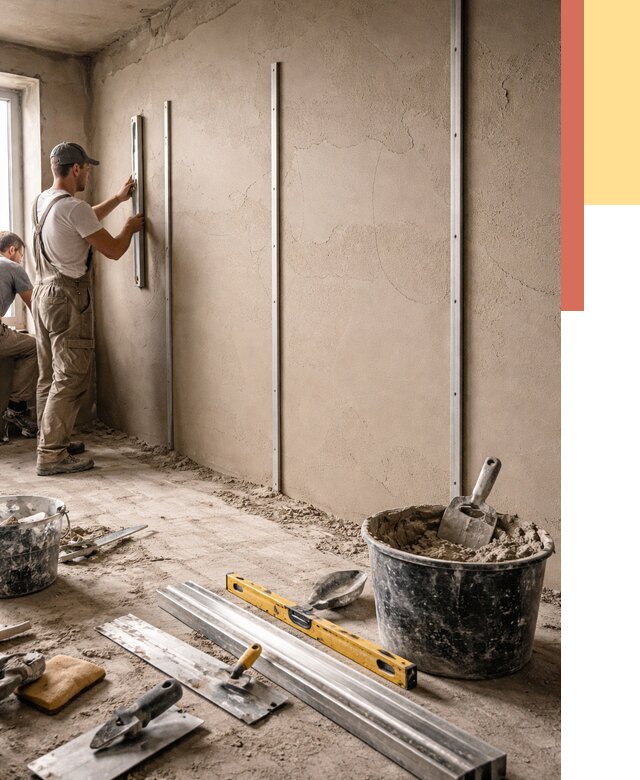 Штукатурка стен по маякам в Острогожске от 5737 руб./м² — выравнивание под ключ | ОТДЕЛОЧНИК-Стг