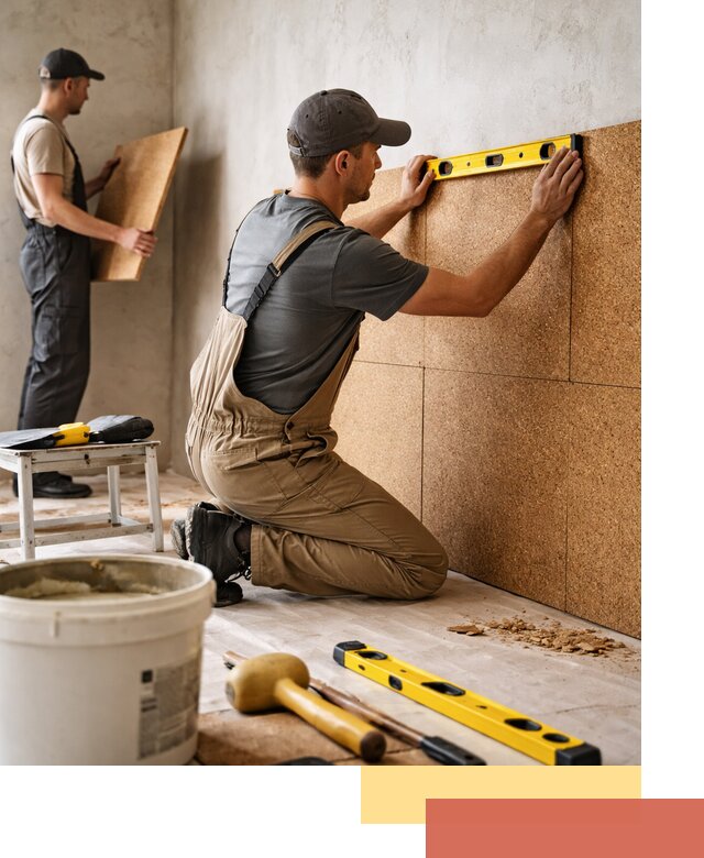 Монтаж пробковых панелей на стены в Острогожске быстро и качественно