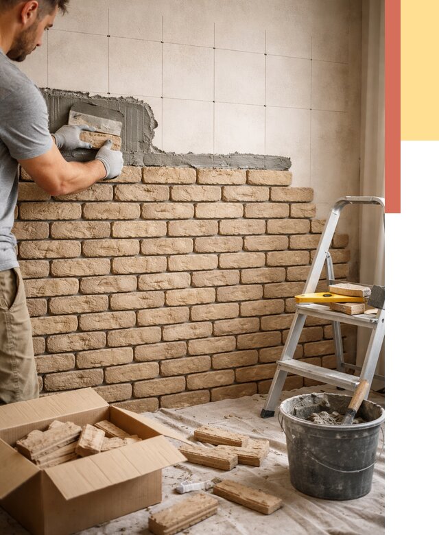 Монтаж декоративного кирпича в Острогожске от 3338 руб./м² — быстро и недорого | ОТДЕЛОЧНИК-Стг