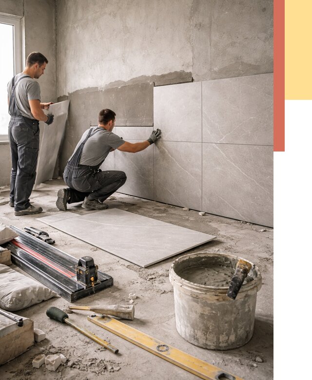 Облицовка стен керамогранитом в Острогожске от 4381 руб./м² — услуги под ключ | ОТДЕЛОЧНИК-Стг