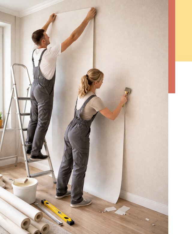 Поклейка флизелиновых обоев в Острогожске от 6259 руб. | Быстро и недорого — ОТДЕЛОЧНИК-Стг