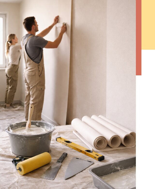 Поклейка бумажных обоев в Острогожске от 5737 руб./м2 — быстро и недорого | ОТДЕЛОЧНИК-Стг