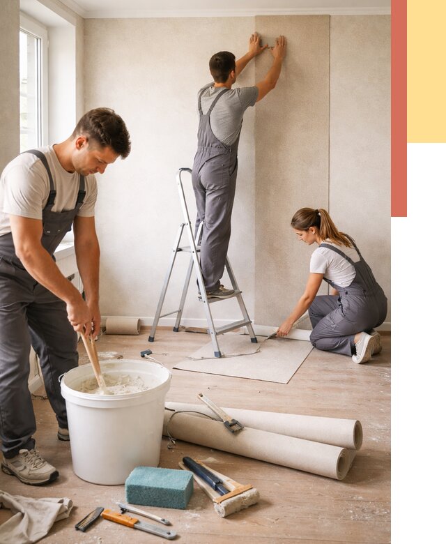 Оклейка стен обоями в Острогожске от 3651 руб/м2 — быстро и недорого | ОТДЕЛОЧНИК-Стг