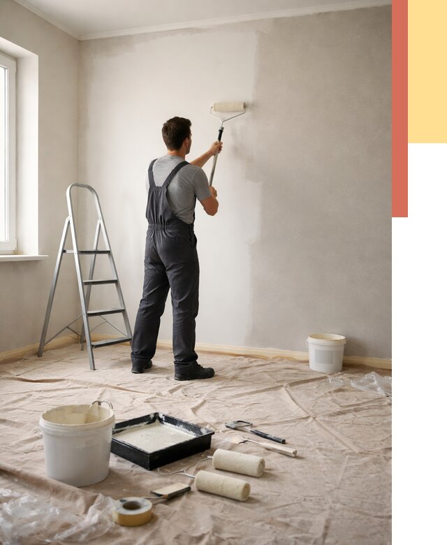 Покраска стен моющейся краской в Острогожске от 365 руб./м² — быстро и недорого | ОТДЕЛОЧНИК-Стг