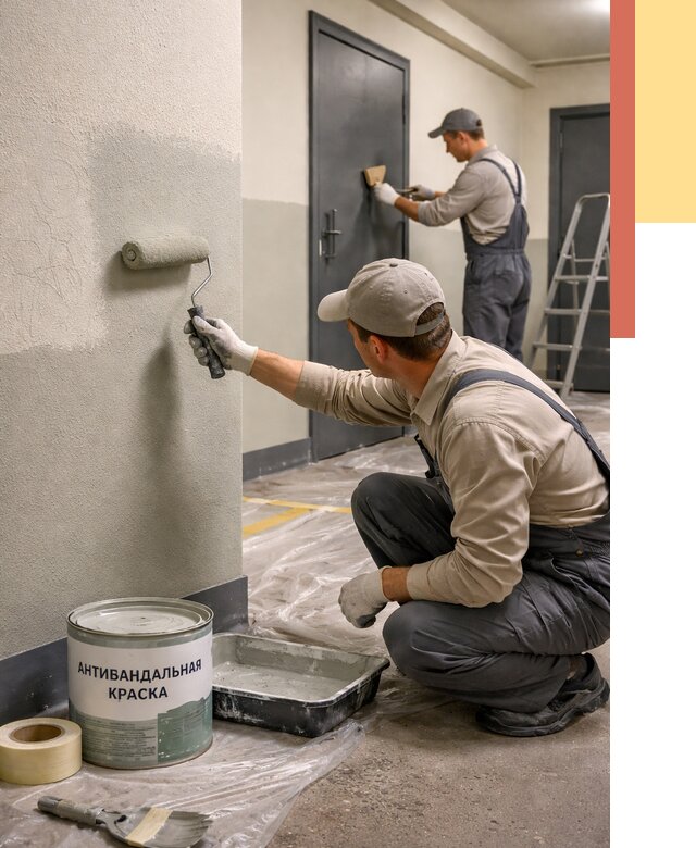 Покраска стен антивандальной краской в Острогожске от 4694 руб./м² под ключ | ОТДЕЛОЧНИК-Стг