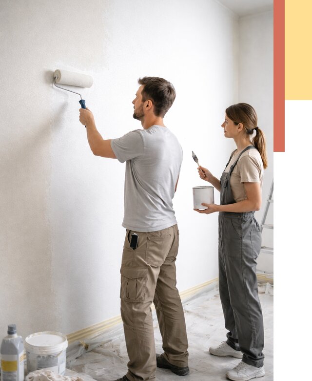 Окраска стен по стеклохолсту в Острогожске от 4694 руб/м² под ключ | ОТДЕЛОЧНИК-Стг