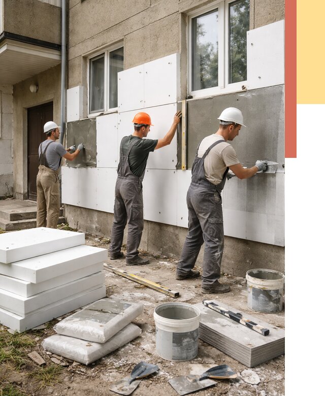 Утепление стен пенопластом в Острогожске от 1825 руб. — недорого и под ключ | ОТДЕЛОЧНИК-Стг