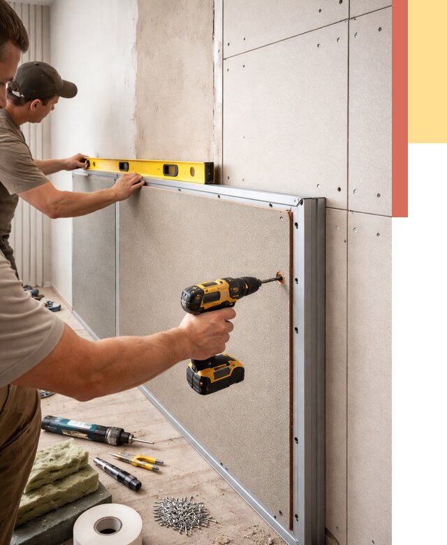 Шумоизоляция стен панелями ЗИПС в Острогожске от 2295 руб./м² под ключ | ОТДЕЛОЧНИК-Стг