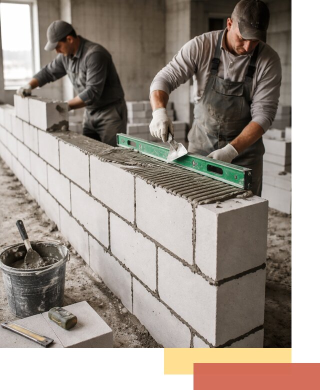 Кладка перегородок из газобетона в Острогожске быстро и качественно