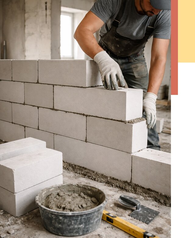 Кладка перегородок из силикатного блока в Острогожске от 4172 руб. под ключ | ОТДЕЛОЧНИК-Стг