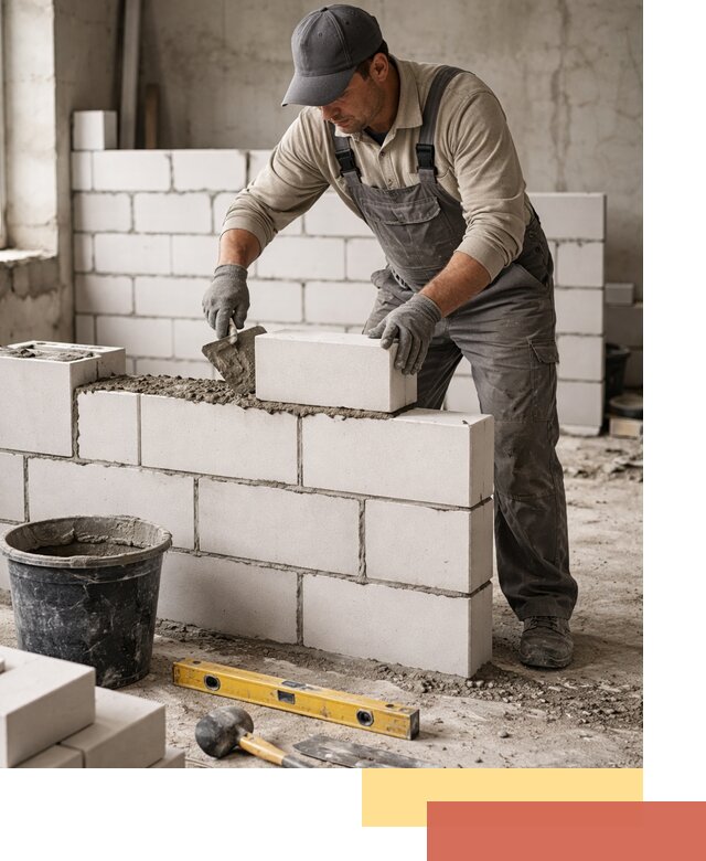 Кладка перегородок из силикатного блока в Острогожске