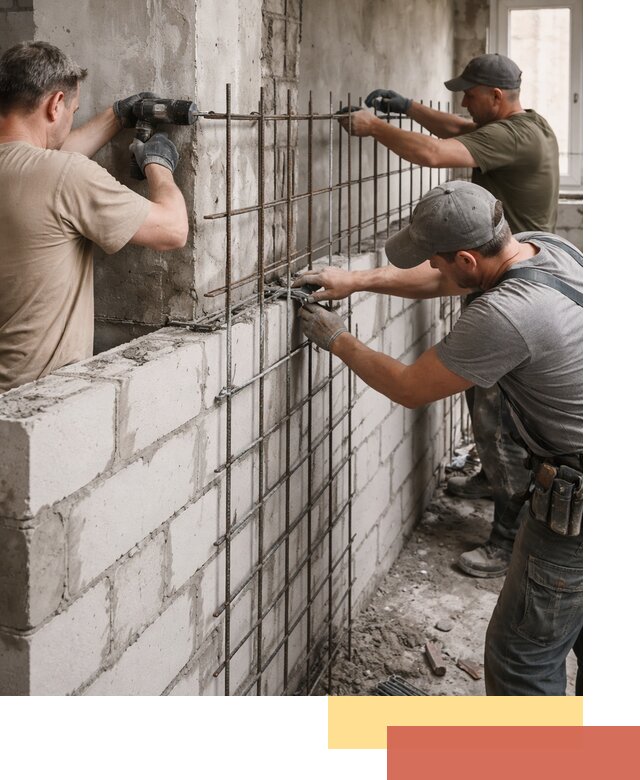 Армирование кладки перегородок в Острогожске профессионально и надёжно