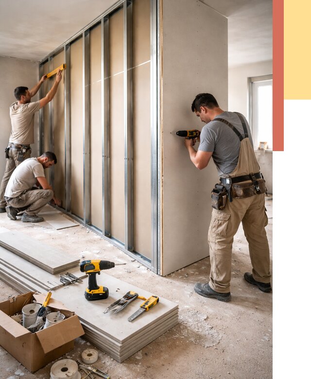 Монтаж однослойной перегородки из гипсокартона в Острогожске от 678 руб. | ОТДЕЛОЧНИК-Стг