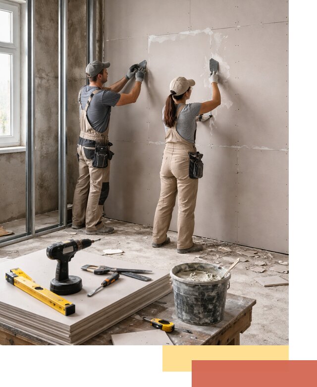 Монтаж двухслойной перегородки из гипсокартона в Острогожске