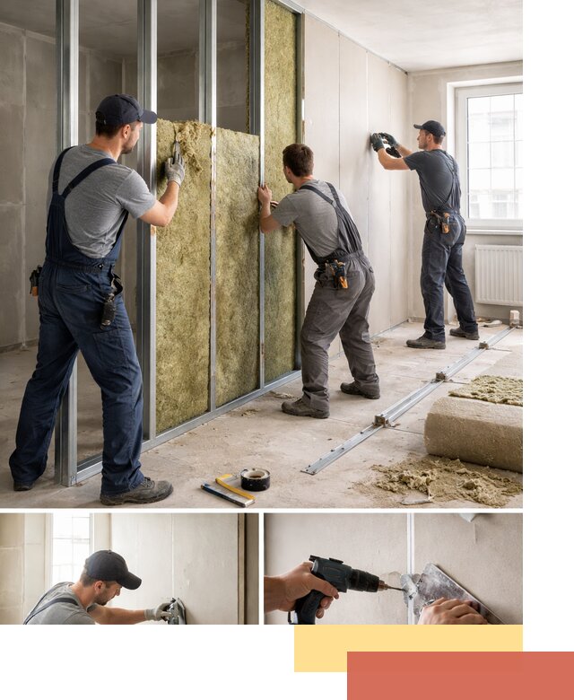 Перегородка из гипсокартона с шумоизоляцией в Острогожске — монтаж под ключ