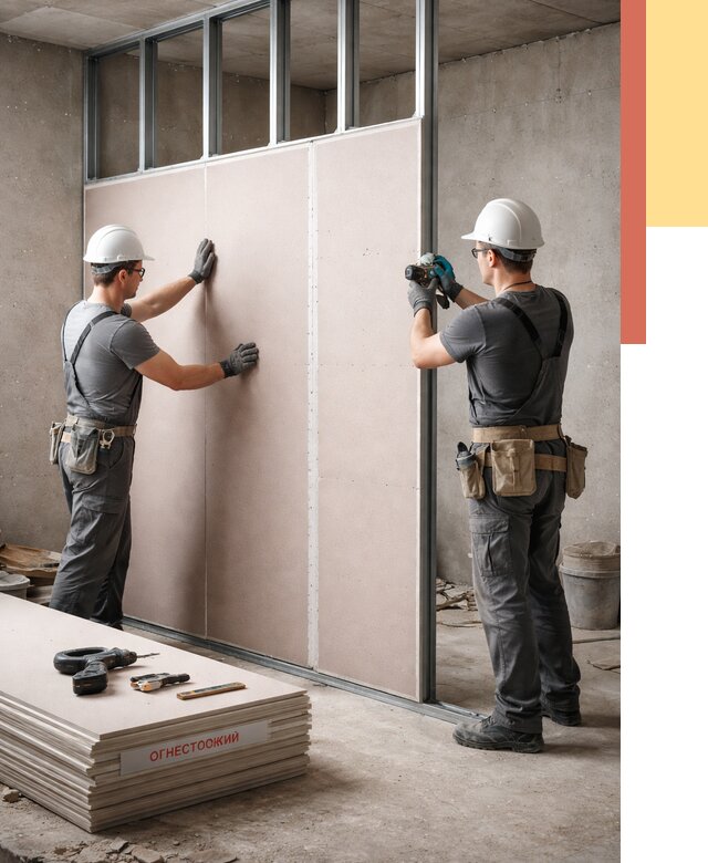 Перегородка из огнестойкого гипсокартона в Острогожске от 1930 руб. под ключ | ОТДЕЛОЧНИК-Стг