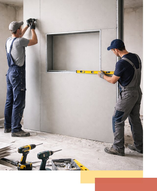 Перегородка из гипсокартона с нишей под декор в Острогожске