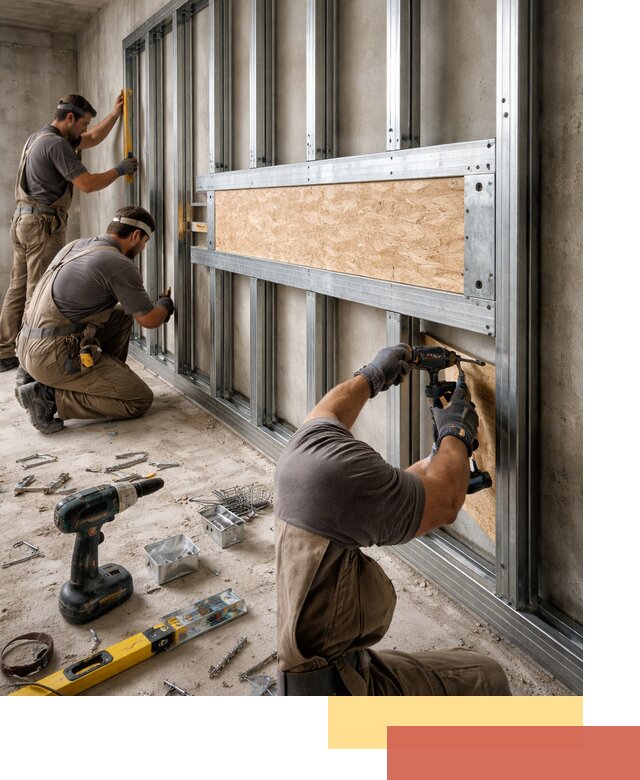 Усиленная перегородка для крепления тяжёлых конструкций в Острогожске