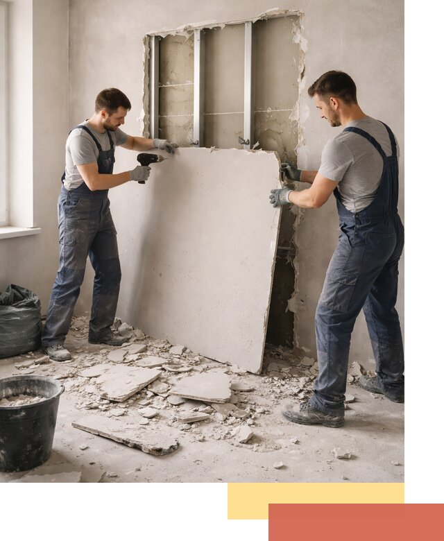 Демонтаж перегородки из гипсокартона в Острогожске быстрый и аккуратный