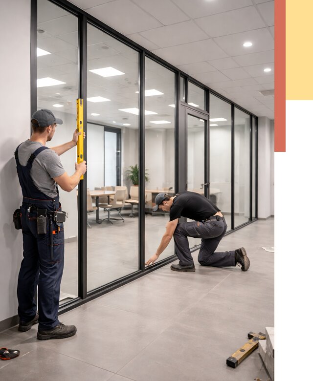 Каркасные стеклянные перегородки в Острогожске под ключ от 9597 руб. | ОТДЕЛОЧНИК-Стг