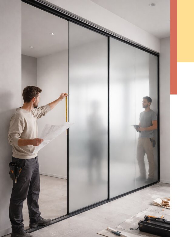 Матовые стеклянные перегородки в Острогожске от 8866 руб. — монтаж и установка | ОТДЕЛОЧНИК-Стг