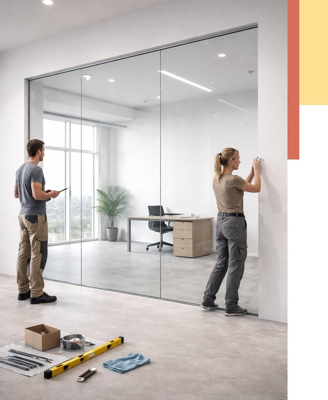 Перегородки из закаленного стекла в Острогожске от 9909 руб. под ключ | ОТДЕЛОЧНИК-Стг