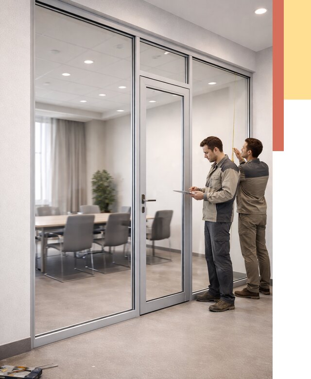 Установка и монтаж алюминиевых перегородок со стеклом в Острогожске от 8553 руб. | ОТДЕЛОЧНИК-Стг