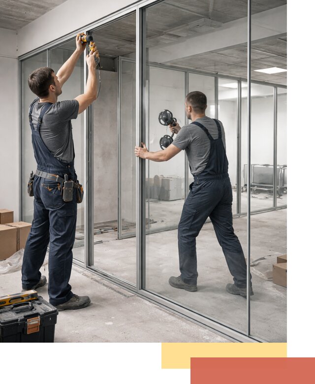 Алюминиевые перегородки со стеклом в Острогожске — изготовление и монтаж