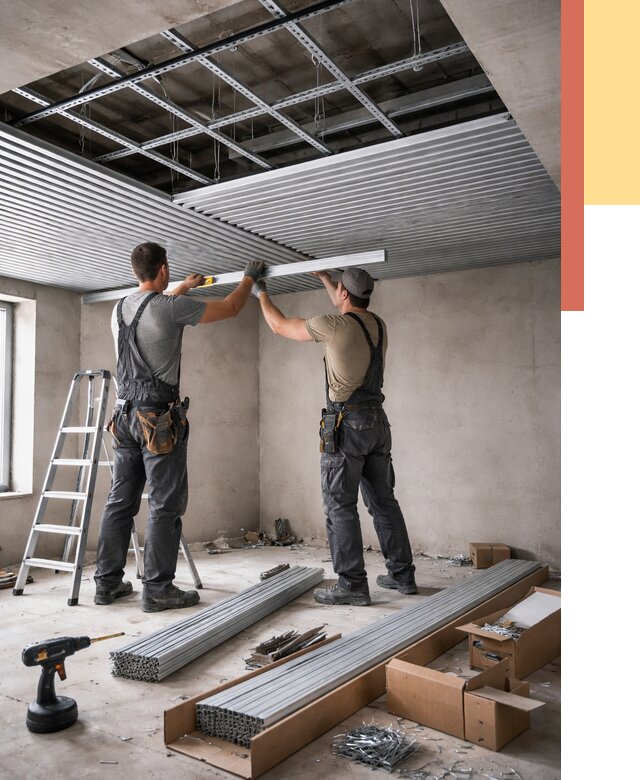 Монтаж реечного потолка в Острогожске от 4694 руб. под ключ | ОТДЕЛОЧНИК-Стг