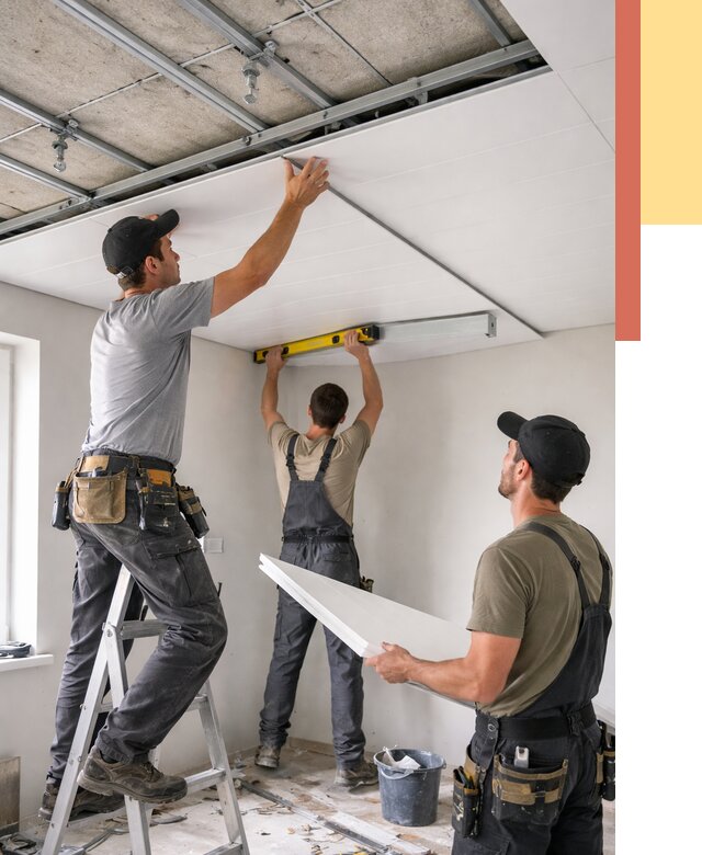 Монтаж потолка из ПВХ панелей в Острогожске от 3651 руб./м2 — быстро и недорого | ОТДЕЛОЧНИК-Стг