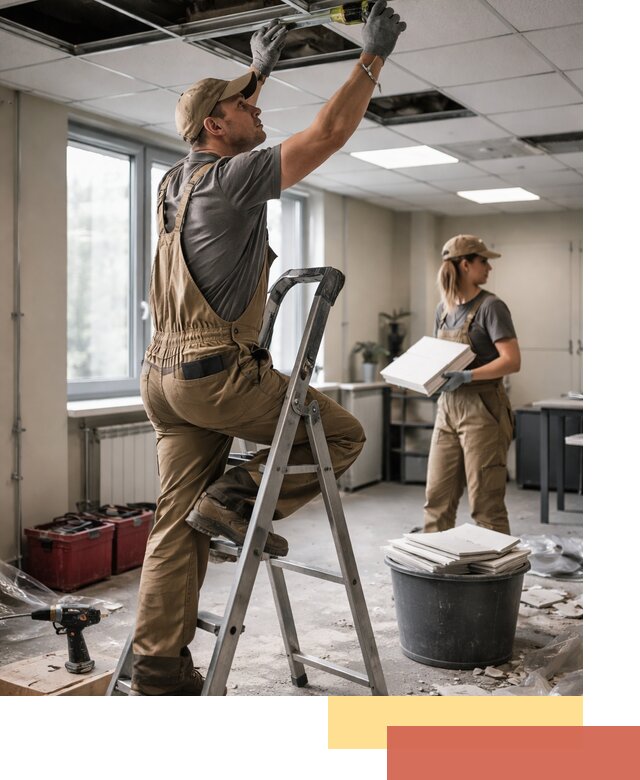 Ремонт потолка Армстронг и замена плит в Острогожске