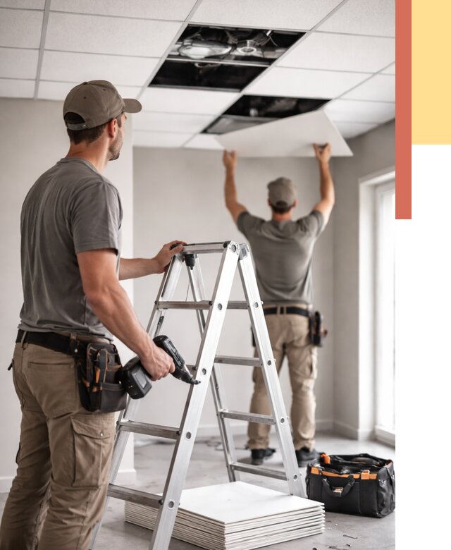 Обслуживание подвесного потолка в Острогожске от 3651 руб. — быстро и недорого | ОТДЕЛОЧНИК-Стг