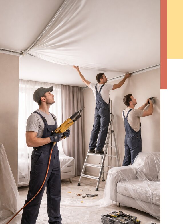 Установка натяжного потолка в Острогожске от 4694 руб. | Быстро и недорого — ОТДЕЛОЧНИК-Стг