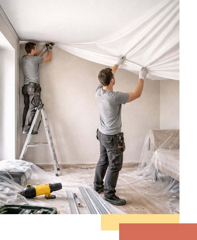 Монтаж тканевого натяжного потолка в Острогожске недорого и быстро