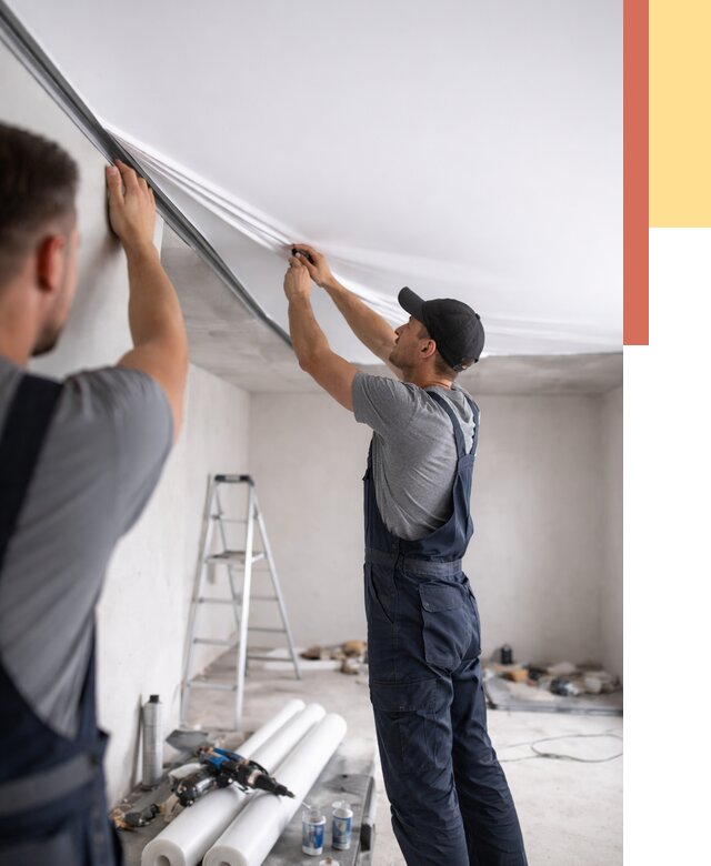 Монтаж матового натяжного потолка в Острогожске от 4694 руб./м² — быстро и недорого | ОТДЕЛОЧНИК-Стг