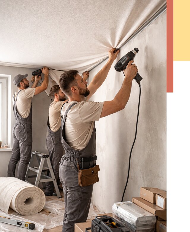 Монтаж фактурного натяжного потолка в Острогожске от 782 руб. — ОТДЕЛОЧНИК-Стг