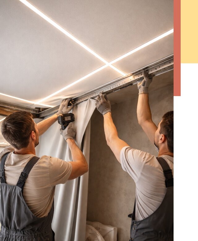 Монтаж натяжного потолка со световыми линиями в Острогожске от 1252 руб. | ОТДЕЛОЧНИК-Стг