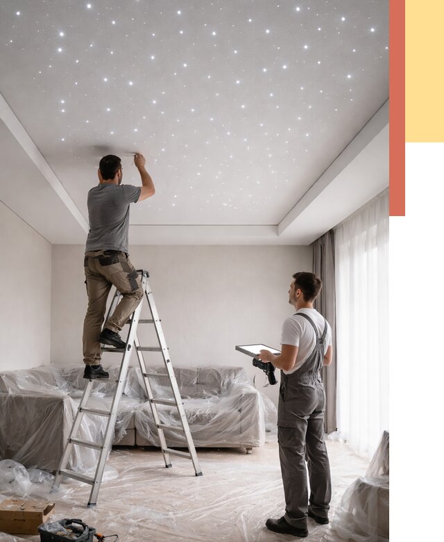 Монтаж натяжного потолка «звездное небо» в Острогожске от 6780 руб. | ОТДЕЛОЧНИК-Стг