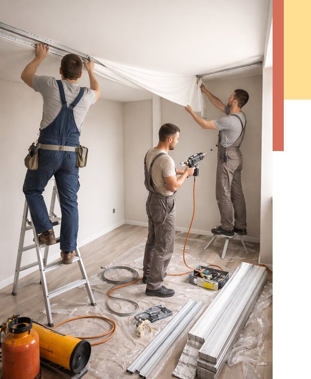 Монтаж натяжного потолка в студии в Острогожске от 5737 руб. — быстро и недорого | ОТДЕЛОЧНИК-Стг