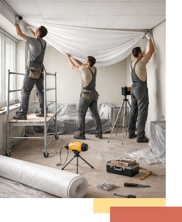 Монтаж натяжного потолка в офисе в Острогожске