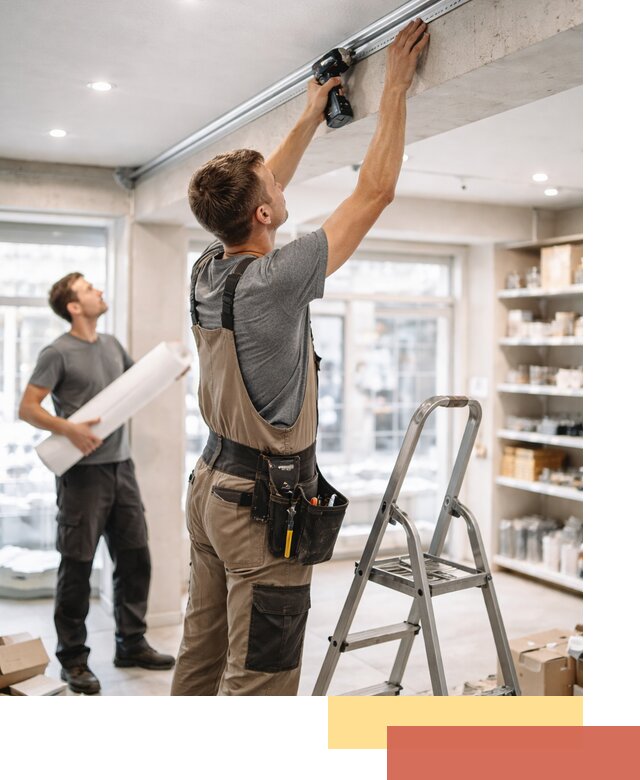 Монтаж натяжных потолков в магазине в Острогожске