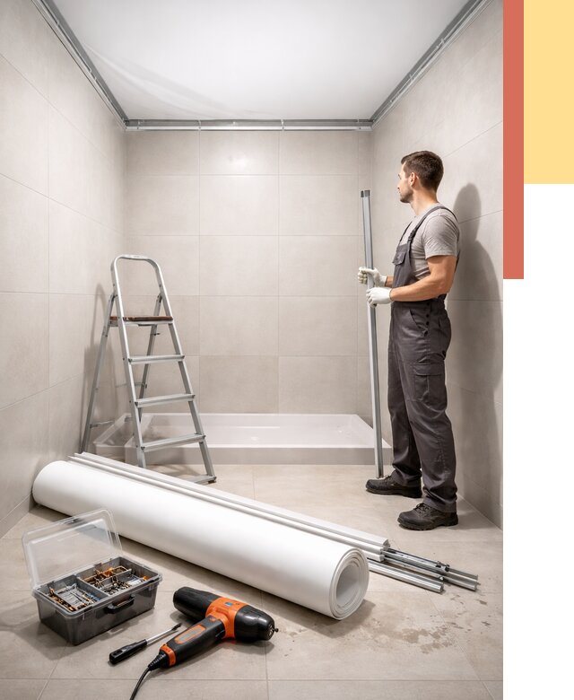 Монтаж натяжного потолка в санузле в Острогожске от 1930 руб. — ОТДЕЛОЧНИК-Стг