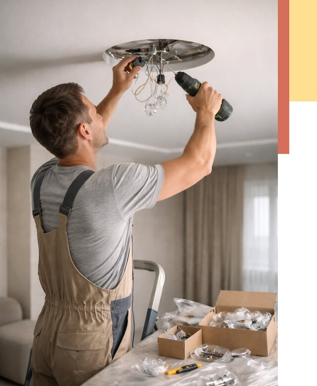 Установка люстры в натяжной потолок в Острогожске от 1252 руб. | Быстро и недорого — ОТДЕЛОЧНИК-Стг