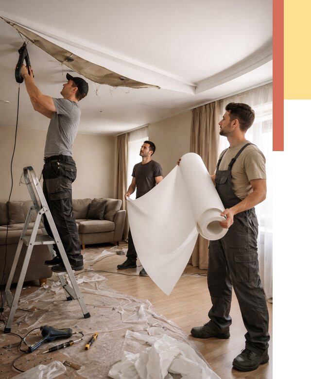 Замена полотна натяжного потолка в Острогожске от 9909 руб. быстро и недорого | ОТДЕЛОЧНИК-Стг