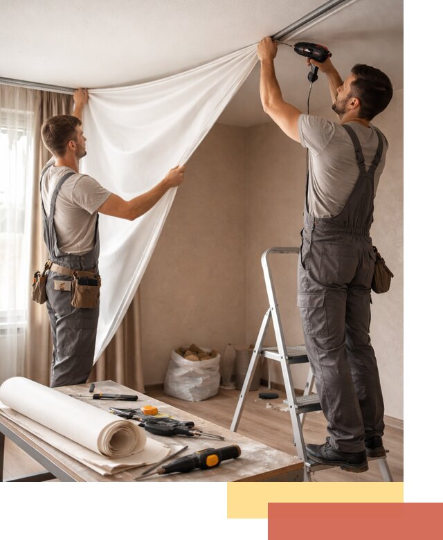 Замена полотна натяжного потолка в Острогожске быстро и качественно